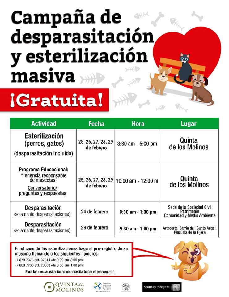 Campaña de desparasitación y esterilización masiva de mascotas.